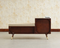 Boston Solid Wood Cane Shoe Storage Bench for Entryway Grey Finish