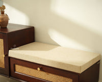 Boston Solid Wood Cane Shoe Storage Bench for Entryway Grey Finish