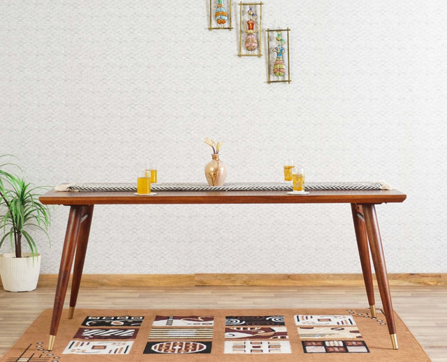Boston Solid Wood Dining Table Six Seater-150cm Furniselan Brown Finish
