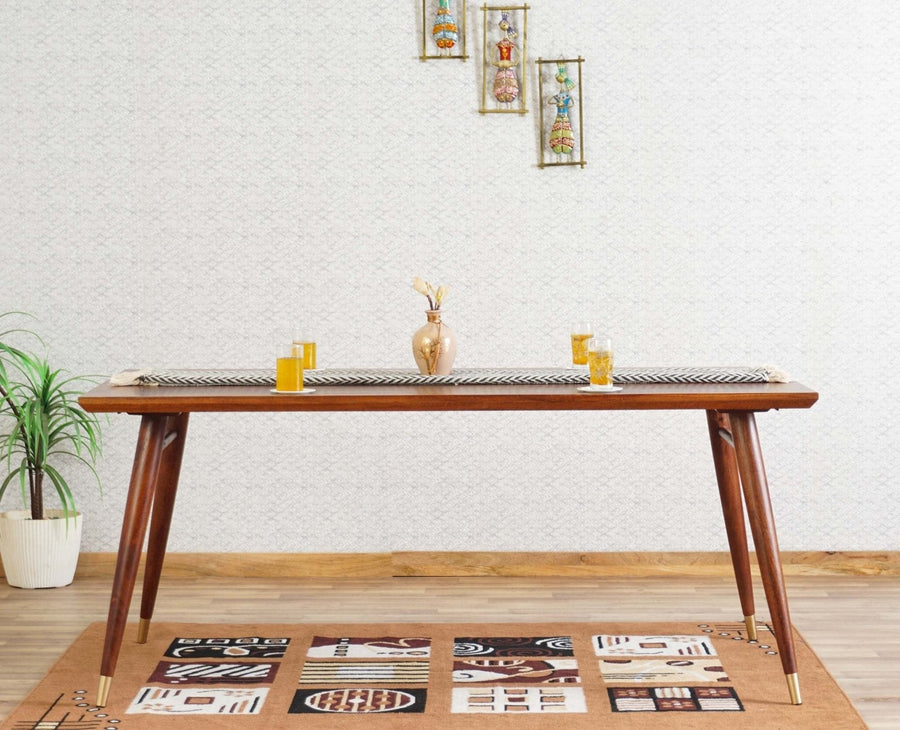Boston Solid Wood Dining Table Six Seater-150cm Furniselan Brown Finish