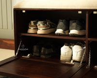Boston Solid Wood Flip Door Shoe Storage Bench Grey Finish
