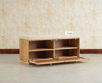 Boston Solid Wood Flip Door Shoe Storage Bench Natural Finish
