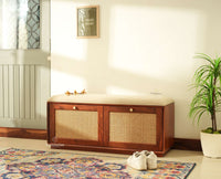 Boston Solid Wood Flip Door Shoe Storage Bench Brown Finish