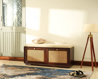 Boston Solid Wood Flip Door Shoe Storage Bench Grey Finish