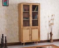 Boston Solid Wood Four Door Bookshelf - Bookshelf - Furniselan Natural Finish