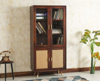 Boston Solid Wood Four Door Bookshelf - Bookshelf - Furniselan Grey-Finish