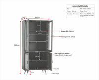 Boston Solid Wood Four Door Crockery Unit Kitchen Cabinet - Tv Cabinet - Furniselan Grey-Finish