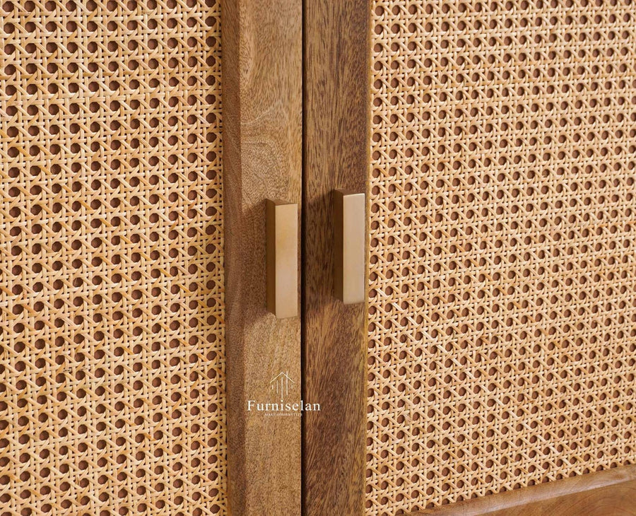 Boston Solid Wood Four Door Bookshelf - Bookshelf - Furniselan Natural Finish