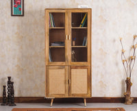 Boston Solid Wood Four Door Bookshelf - Bookshelf - Furniselan Natural Finish