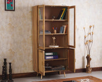 Boston Solid Wood Four Door Bookshelf - Bookshelf - Furniselan Natural Finish