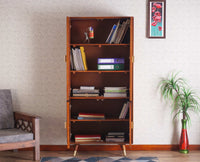 Boston Solid Wood Four Door Bookshelf - Bookshelf - Furniselan Brown-Finish