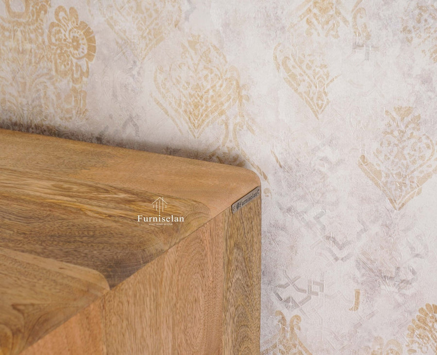 Boston Solid Wood Four Door Bookshelf - Bookshelf - Furniselan Natural Finish