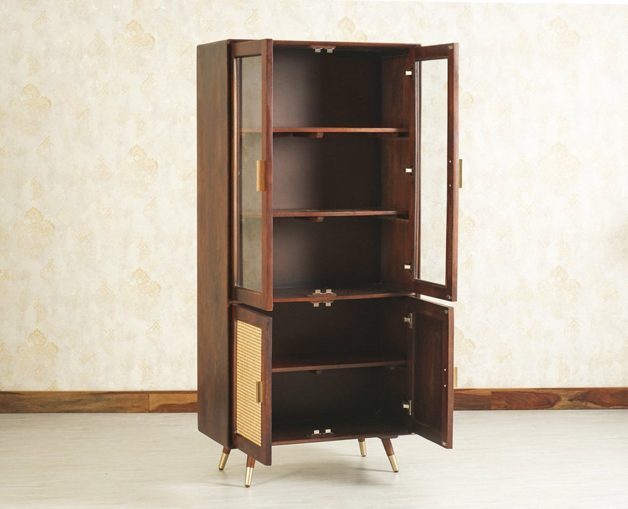 Boston Solid Wood Four Door Bookshelf - Bookshelf - Furniselan Grey-Finish 