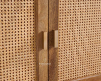 Boston Solid Wood Four Door Crockery Unit Kitchen Cabinet - Tv Cabinet - Furniselan Natural Finish