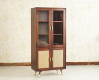 Boston Solid Wood Four Door Crockery Unit Kitchen Cabinet - Tv Cabinet - Furniselan Grey-Finish