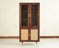 Boston Solid Wood Four Door Crockery Unit Kitchen Cabinet - Tv Cabinet - Furniselan Grey-Finish
