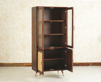 Boston Solid Wood Four Door Crockery Unit Kitchen Cabinet - Tv Cabinet - Furniselan Grey-Finish