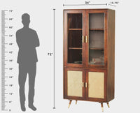 Boston Solid Wood Four Door Crockery Unit Kitchen Cabinet - Tv Cabinet - Furniselan Grey-Finish