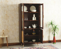 Boston Solid Wood Four Door Crockery Unit Kitchen Cabinet - Tv Cabinet - Furniselan Grey-Finish