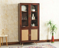 Boston Solid Wood Four Door Crockery Unit Kitchen Cabinet - Tv Cabinet - Furniselan Grey-Finish