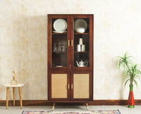 Boston Solid Wood Four Door Crockery Unit Kitchen Cabinet - Tv Cabinet - Furniselan Grey-Finish