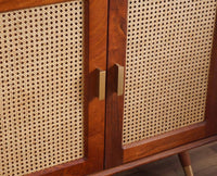 Boston Solid Wood Four Door Crockery Unit Kitchen Cabinet Furniselan Brown-Finish