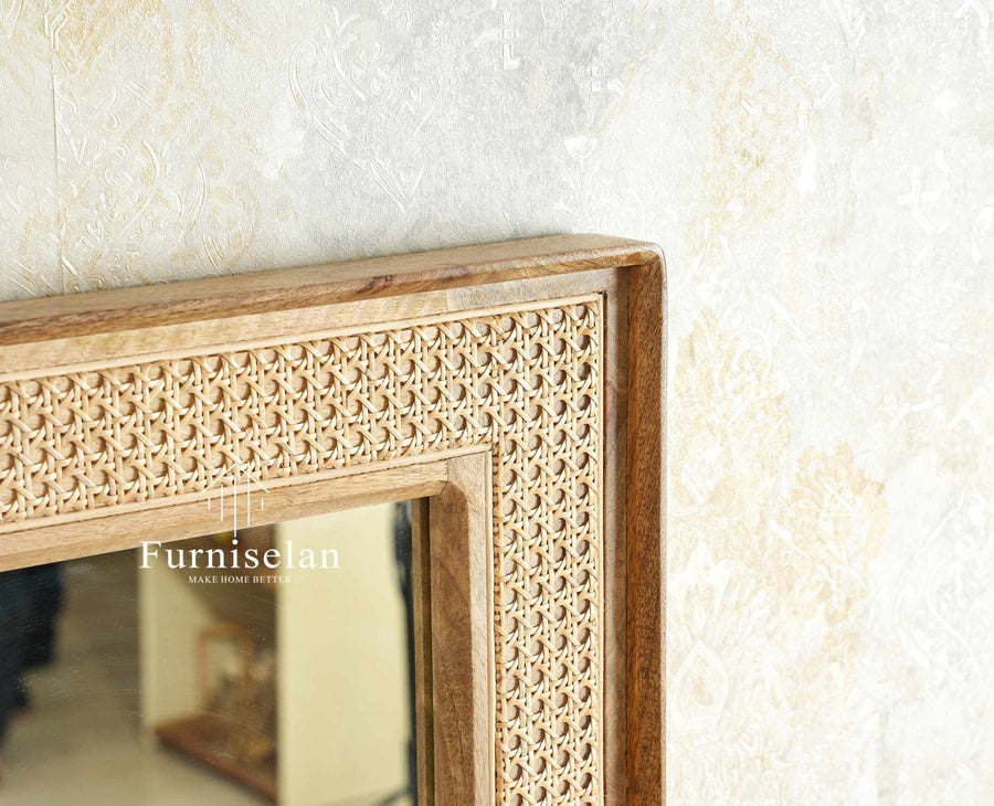 Boston Solid Wood Frame with Mirror Furniselan Natural Finish