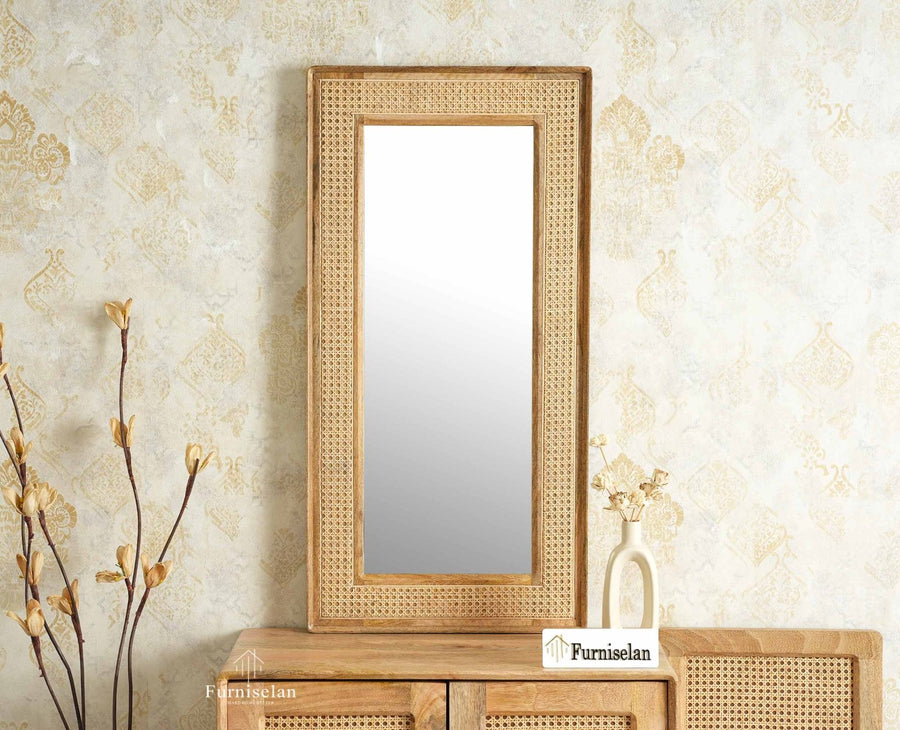 Boston Solid Wood Frame with Mirror Furniselan Natural Finish