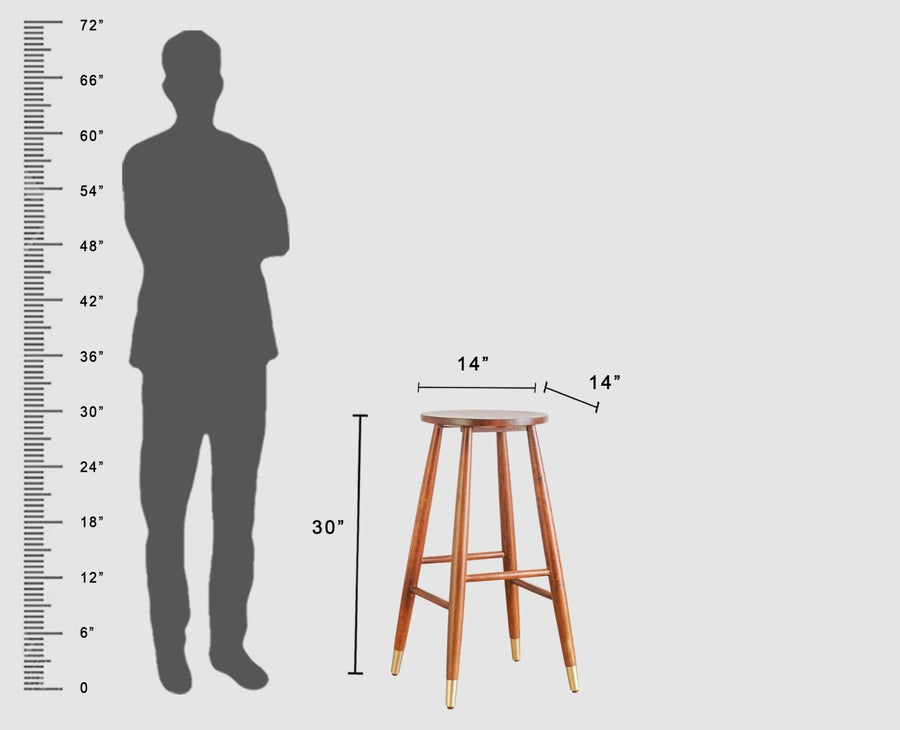 Boston Solid Wood Kitchen Bar Stool Furniselan Brown-Finish