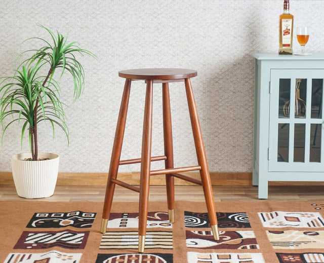 Boston Solid Wood Kitchen Bar Stool Furniselan Brown-Finish