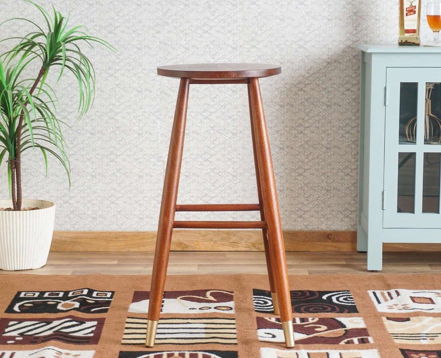 Boston Solid Wood Kitchen Bar Stool Furniselan Brown-Finish