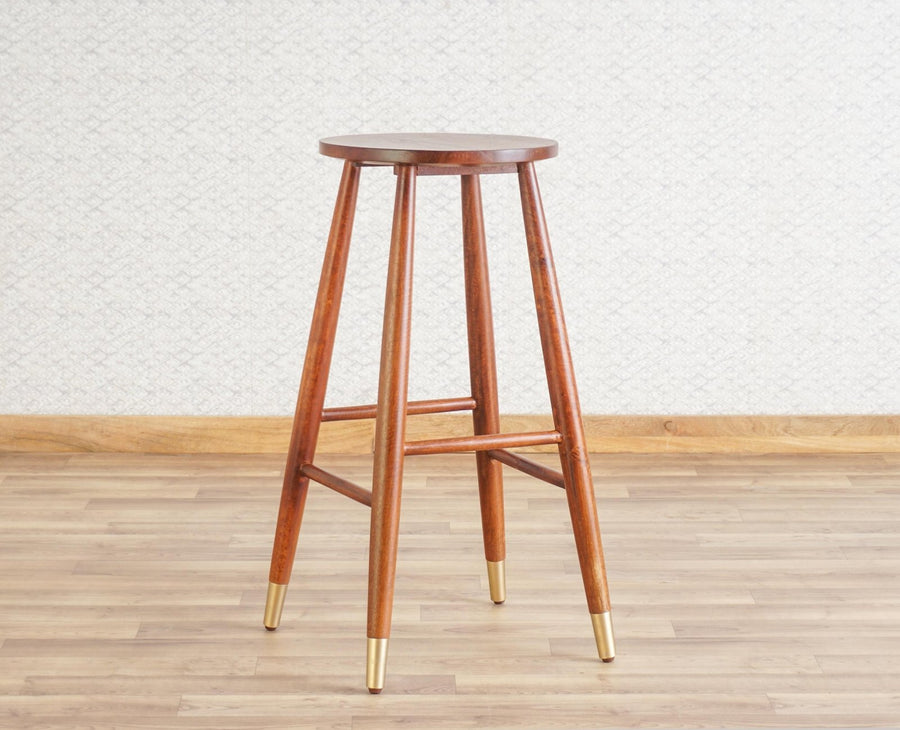 Boston Solid Wood Kitchen Bar Stool Furniselan Brown-Finish
