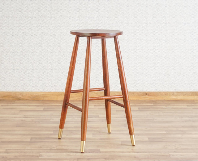 Boston Solid Wood Kitchen Bar Stool Furniselan Brown-Finish