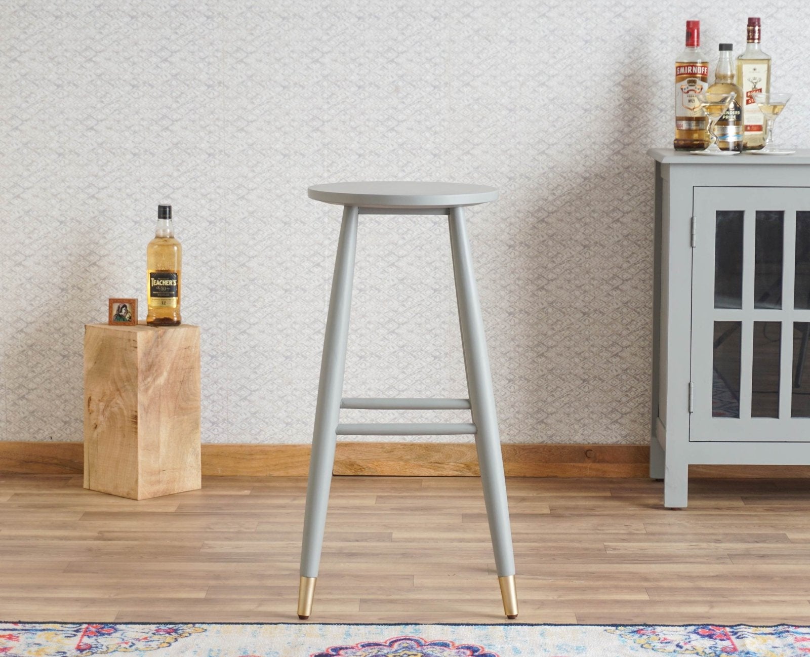 Boston Solid Wood Kitchen Bar Stool Furniselan Cool-Grey