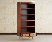 Boston Solid Wood Large Bookshelf for Office,Study Room, Livingroom brown finish