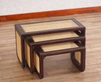 Boston Solid Wood Multipurpose Nesting Table Set of Three - Stools - Furniselan Grey-Finish