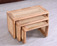 Boston Solid Wood Multipurpose Nesting Table Set of Three - Stools - Furniselan