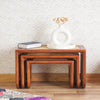 Boston Solid Wood Multipurpose Nesting Table Set of Three Furniselan Brown-Finish