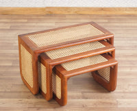 Boston Solid Wood Multipurpose Nesting Table Set of Three Furniselan Brown-Finish