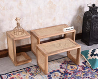 Boston Solid Wood Multipurpose Nesting Table Set of Three - Stools - Furniselan