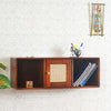 Boston Solid Wood One Door Wall Shelve Furniselan Brown-Finish