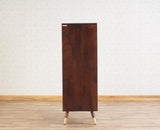 Boston Solid Wood Rattan Cane Bar Cabinet with Glass Holder Storage Furniselan Grey-Finish