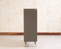 Boston Solid Wood Rattan Cane Bar Cabinet with Glass Holder Storage Furniselan Slate-Grey