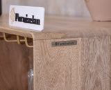 Boston Solid Wood Rattan Cane Bar Cabinet with Glass Holder Storage - Bar Cabinet - Furniselan Natural-Finish