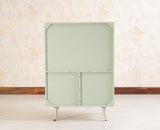 Boston Solid Wood Rattan Cane Bar Cabinet with Glass Holder Storage Furniselan Silt-Green