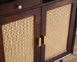 Boston Solid Wood Rattan Cane Bar Cabinet with Glass Holder Storage Furniselan Grey-Finish