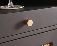 Boston Solid Wood Rattan Cane Bar Cabinet with Glass Holder Storage Furniselan Slate-Grey