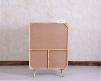 Boston Solid Wood Rattan Cane Bar Cabinet with Glass Holder Storage - Bar Cabinet - Furniselan Natural-Finish