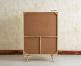 Boston Solid Wood Rattan Cane Bar Cabinet with Glass Holder Storage Multipurpose features Furniselan Natural Finish