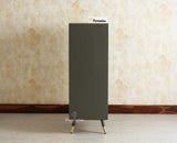 Boston Solid Wood Rattan Cane Bar Cabinet with Glass Holder Storage Multipurpose features Furniselan Slate Grey